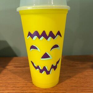 SET OF STARBUCKS REUSABLE HOT CUPS WITH  HALLOWEEN FACES NWOT